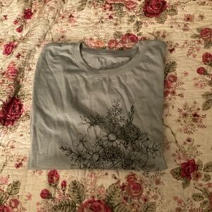 Sage green flowers graphic shirt